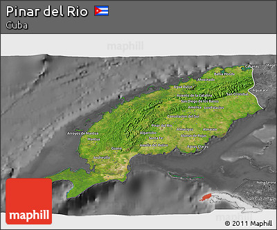 Satellite 3D Map of Pinar Del Rio, desaturated