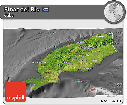 Satellite 3D Map of Pinar Del Rio, desaturated