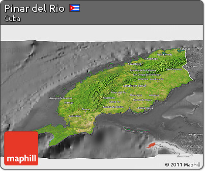 Satellite 3D Map of Pinar Del Rio, desaturated