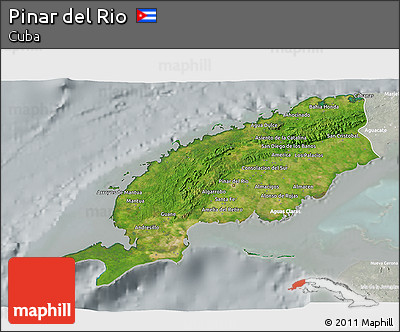 Satellite 3D Map of Pinar Del Rio, lighten, semi-desaturated