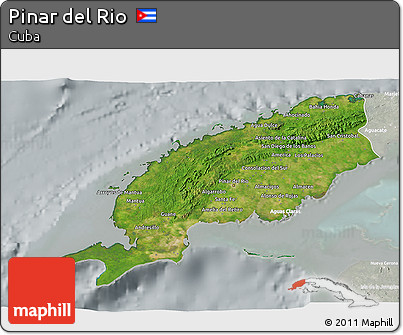 Satellite 3D Map of Pinar Del Rio, lighten, semi-desaturated