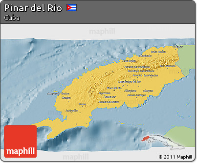 Savanna Style 3D Map of Pinar Del Rio, single color outside