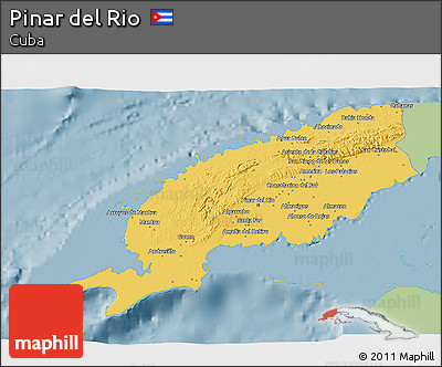 Savanna Style 3D Map of Pinar Del Rio, single color outside