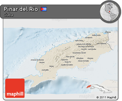 Shaded Relief 3D Map of Pinar Del Rio, lighten