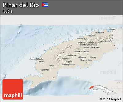 Shaded Relief 3D Map of Pinar Del Rio, lighten