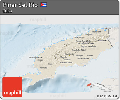Shaded Relief 3D Map of Pinar Del Rio, lighten