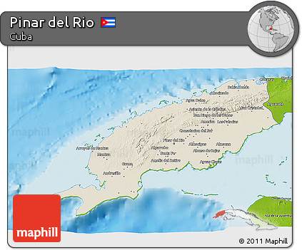 Shaded Relief 3D Map of Pinar Del Rio, physical outside