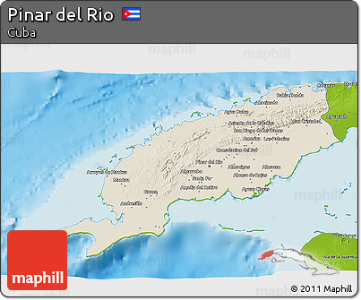 Shaded Relief 3D Map of Pinar Del Rio, physical outside