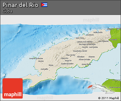 Shaded Relief 3D Map of Pinar Del Rio, physical outside