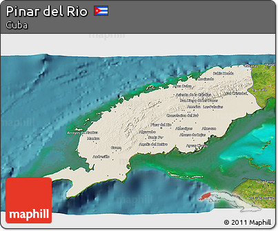 Shaded Relief 3D Map of Pinar Del Rio, satellite outside