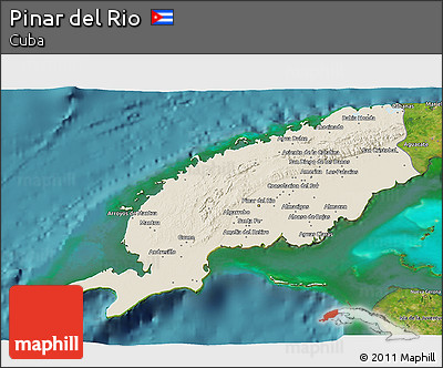 Shaded Relief 3D Map of Pinar Del Rio, satellite outside