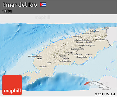 Shaded Relief 3D Map of Pinar Del Rio, single color outside