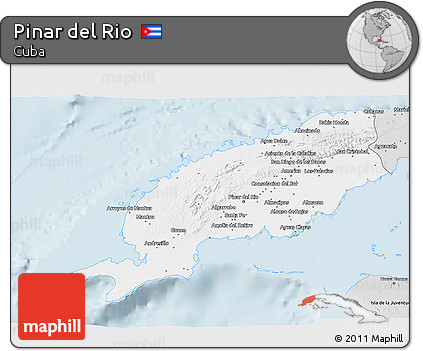 Silver Style 3D Map of Pinar Del Rio