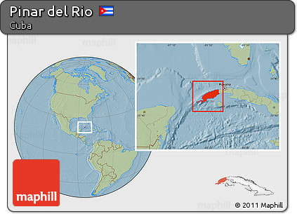 Savanna Style Location Map of Pinar Del Rio, hill shading