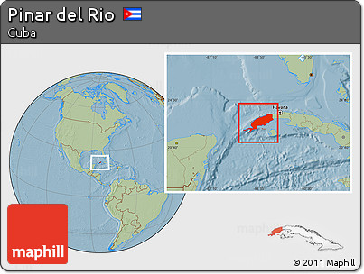 Savanna Style Location Map of Pinar Del Rio, hill shading