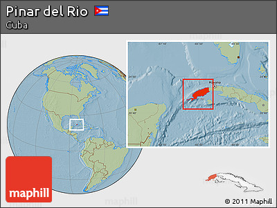 Savanna Style Location Map of Pinar Del Rio, hill shading