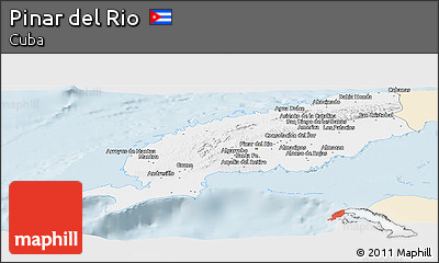 Classic Style Panoramic Map of Pinar Del Rio, single color outside