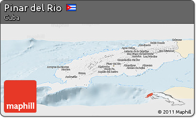 Classic Style Panoramic Map of Pinar Del Rio, single color outside