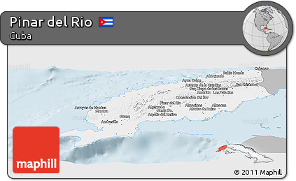 Gray Panoramic Map of Pinar Del Rio, single color outside