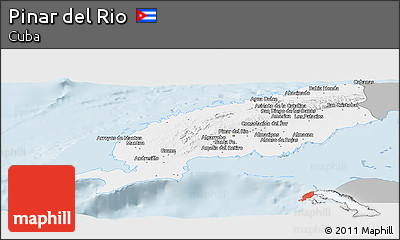 Gray Panoramic Map of Pinar Del Rio, single color outside