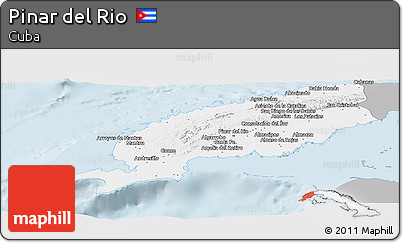 Gray Panoramic Map of Pinar Del Rio, single color outside