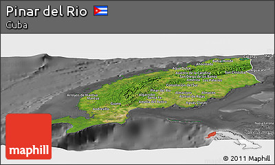 Satellite Panoramic Map of Pinar Del Rio, desaturated