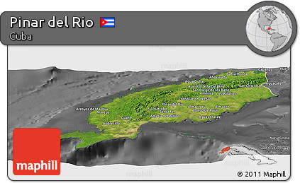 Satellite Panoramic Map of Pinar Del Rio, desaturated