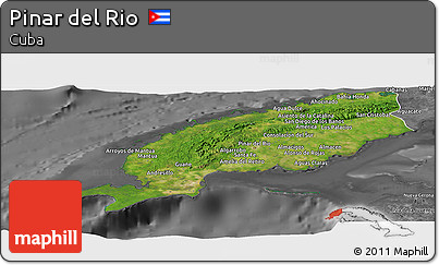 Satellite Panoramic Map of Pinar Del Rio, desaturated