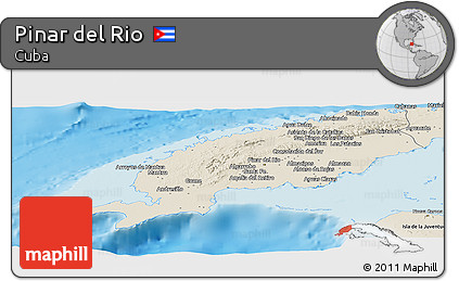 Shaded Relief Panoramic Map of Pinar Del Rio