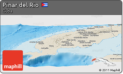 Shaded Relief Panoramic Map of Pinar Del Rio