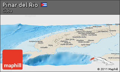 Shaded Relief Panoramic Map of Pinar Del Rio