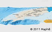 Shaded Relief Panoramic Map of Pinar del Rio, political outside