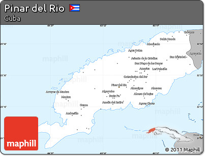 Gray Simple Map of Pinar Del Rio