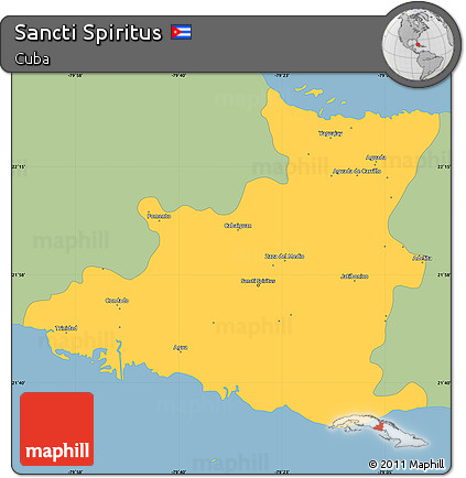 Savanna Style Simple Map of Sancti Spiritus, single color outside