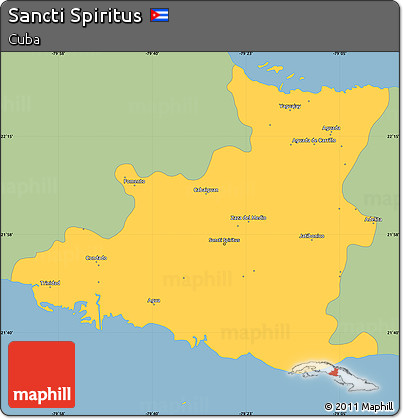 Savanna Style Simple Map of Sancti Spiritus, single color outside