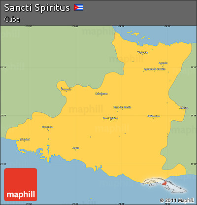 Savanna Style Simple Map of Sancti Spiritus, single color outside