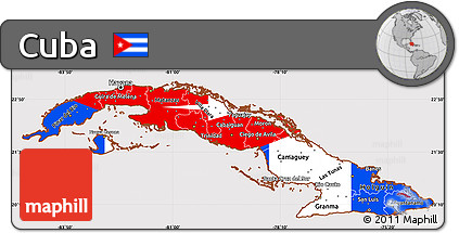 Flag Simple Map of Cuba, flag rotated
