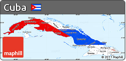 Flag Simple Map of Cuba, single color outside, borders and labels, flag centered