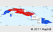Flag Simple Map of Cuba, single color outside, borders and labels, flag rotated