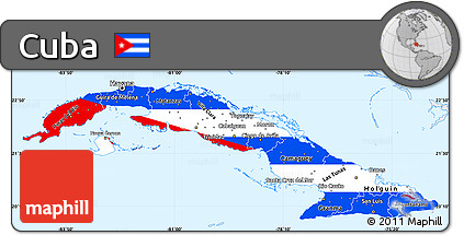 Flag Simple Map of Cuba, single color outside