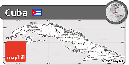 Silver Style Simple Map of Cuba, cropped outside