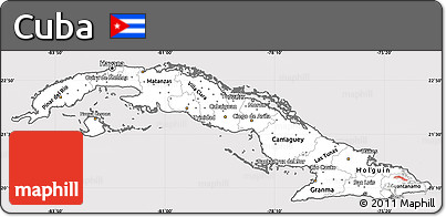Silver Style Simple Map of Cuba, cropped outside