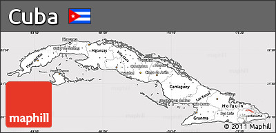 Silver Style Simple Map of Cuba, cropped outside