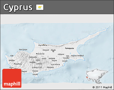Classic Style 3D Map of Cyprus, single color outside