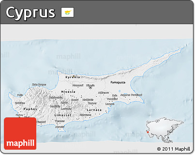 Classic Style 3D Map of Cyprus, single color outside