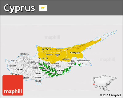 Flag 3D Map of Cyprus, flag centered