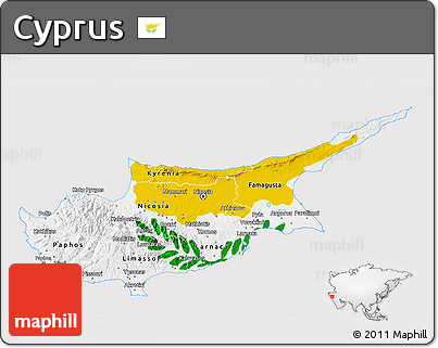 Flag 3D Map of Cyprus, flag centered