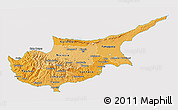 Political Shades 3D Map of Cyprus, cropped outside