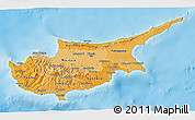 Political Shades 3D Map of Cyprus, physical outside