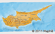 Political Shades 3D Map of Cyprus, satellite outside, bathymetry sea